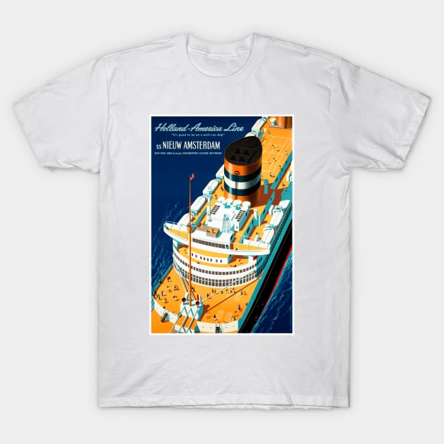 Vintage Travel Poster Netherlands Holland America Line T-Shirt by vintagetreasure